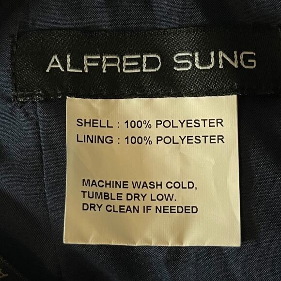 Alfred Sung dress D826 Square Neck Satin A-Line Gown blue size 12 - Picture 5 of 7